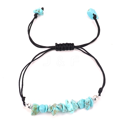Synthetic Turquoise  Braided Bead Bracelets PW-WG14195-03-1