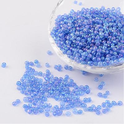 Round Transparent Colors Rainbow Glass Seed Beads X-SEED-A007-3mm-166-1