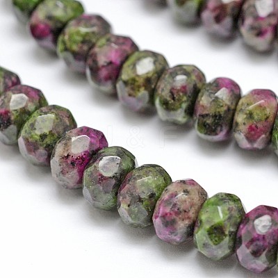 Faceted Natural Ruby in Zoisite Rondelle Beads Strands G-K090-04-1