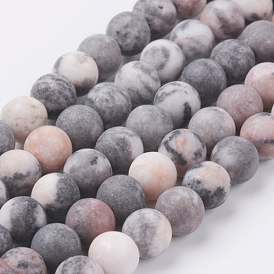 Natural Pink Zebra Jasper Beads Strands X-G-J376-46F-4mm-1