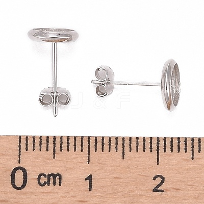 Anti-Tarnish Rhodium Plated 925 Sterling Silver Stud Earring Settings STER-F032-04P-1