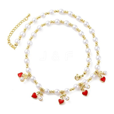 Brass Micro Pave Clear Cubic Zirconia Beaded Necklaces NJEW-Z059-04G-02-1