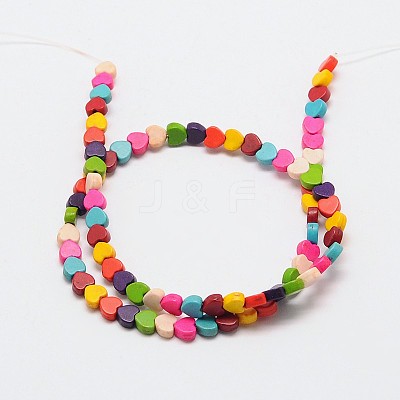 Dyed Synthetical Turquoise Heart Bead Strand X-G-P083-88C-1