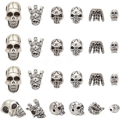 24Pcs 6 Styles Tibetan Style Alloy Beads FIND-NB0005-15-1