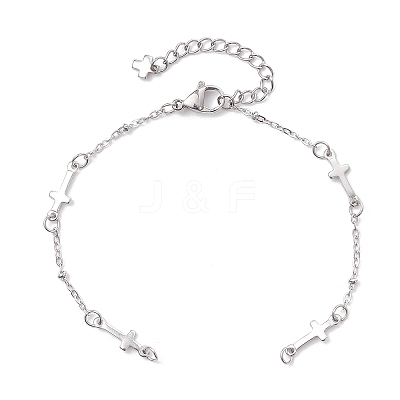 304 Stainless Steel Cross Link Chain Bracelet Making AJEW-JB01380-02-1