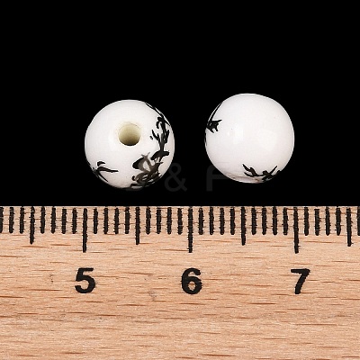 Floral Printed Porcelain Beads PORC-Q200-8mm-1-1