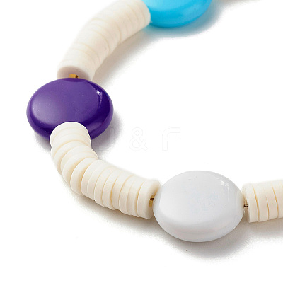 Polymer Clay Heishi Beaded Bracelet with Flat Round for Women BJEW-JB07550-1