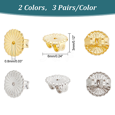 6 Pairs 2 Colors 925 Sterling Silver Friction Ear Nuts FIND-PH0018-22-1