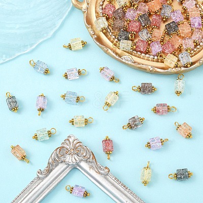 10Pcs Crackle Glass Pendants PALLOY-YW00067-01-1