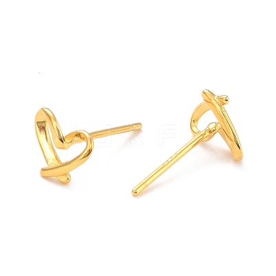 Open Heart 925 Sterling Silver Stud Earrings EJEW-I259-07G-1