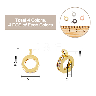 16Pcs 4 Colors Brass Micro Pave Cubic Zirconia Tube Bails ZIRC-HY0001-09-1