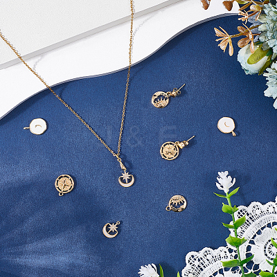 8Pcs 4 Styles Brass Pendants KK-SC0007-20-1