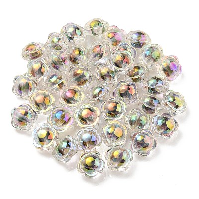 UV Plating Rainbow Iridescent Acrylic Beads OACR-A014-03I-1