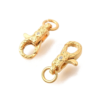 Brass Micro Pave Clear Cubic Zirconia Lobster Claw Clasps KK-G600-25G-03-1