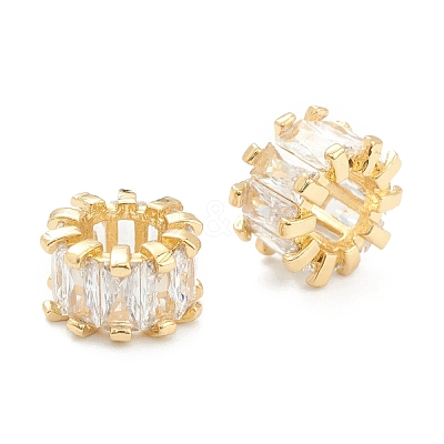 Brass Clear Cubic Zirconia European Beads ZIRC-NB010-38G-1