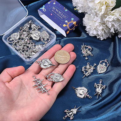 24Pcs 12 Styles Alloy Rhinestone Connector Charms FIND-SC0022-21A-1