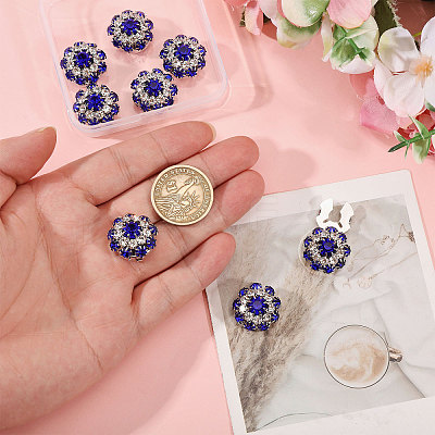 8Pcs Brass Rhinestone Cufflinks BUTT-GL0001-07A-1