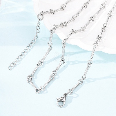 3.5MM 304 Stainless Steel Twisted Bar Link Chain Necklaces for Women Men LS-NJEW-F365-01P-1