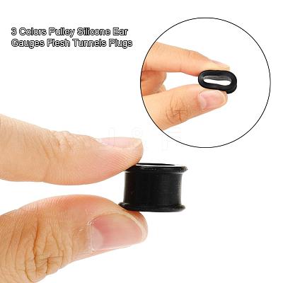 6Pcs 3 Colors Pulley Silicone Ear Gauges Flesh Tunnels Plugs FIND-YW0001-18E-1