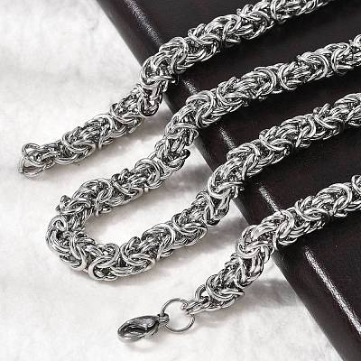 Tarnish Resistant 304 Stainless Steel Necklace Men's Byzantine Chain Necklaces NJEW-H411-26-1