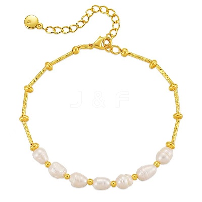 Elegant Natural Freshwater Pearl & Brass Beaded Bracelets for Women RP0175-1