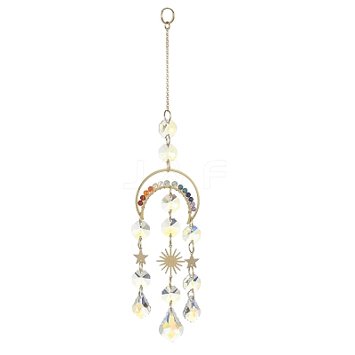 Glass Teardrop Pendant Decorations HJEW-JM01164-1