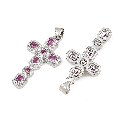 Brass Micro Pave Cubic Zirconia Pendants CU-CBADC6C-12P-06-1