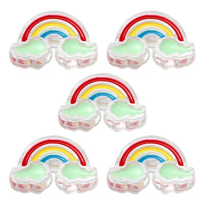 5Pcs Transparent Acrylic Enamel Beads OACR-YW0001-31C-1