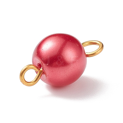 Glass Imitation Pearl Connector Charms PALLOY-JF01881-05-1