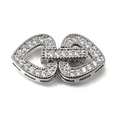Brass Micro Pave Clear Cubic Zirconia Fold Over Clasps CU-CBA4292-03P-1