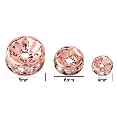 Rondelle Brass Rhinestone Spacer Beads RB-PH0001-05RG-NF-1