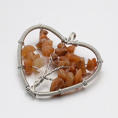 Brass Gemstone Pendants G-F181-06-1