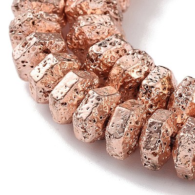 Electroplated Natural Lava Rock Beads Strands G-H303-A03-RG-1
