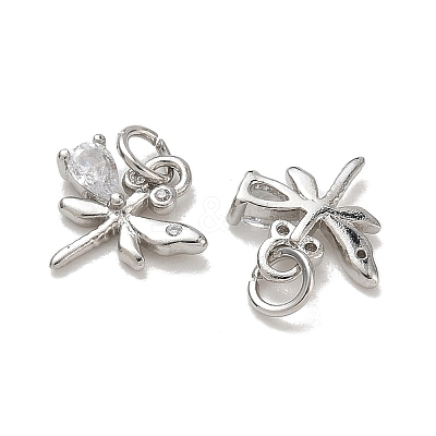 Brass Micro Pave Clear Cubic Zirconia with Glass Charms CU-CBA6E4E-16P-1