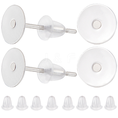 1600Pcs 2 Styles 304 Stainless Steel Flat Round Blank Peg Stud Earring Findings FIND-BBC0003-53A-1