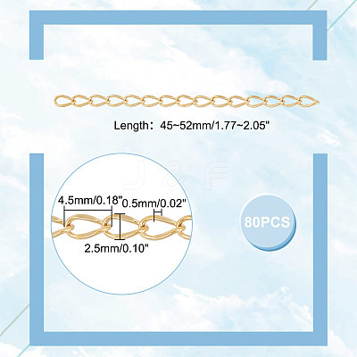 80Pcs Ion Plating(IP) 304 Stainless Steel Curb Chain Extender STAS-UN0054-79-1