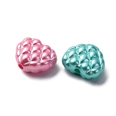 Pearlized Opaque Acrylic Waffle Beads X-OACR-G052-06-1