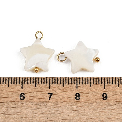 Natural Shell Star Pendants STAS-D378-35G-1