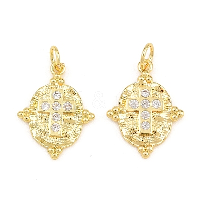 Brass Micro Pave Clear Cubic Zirconia Pendants CU-CBA5CB0-30G-1