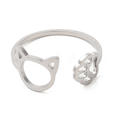 Non-Tarnish 304 Stainless Steel Open Cuff Ring RJEW-Z026-05P-1