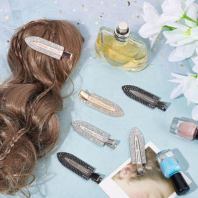 16Pcs 4 Colors Surfboard Shaped Alloy Rhinestone Alligator Hair Clips PHAR-CP0001-10-1