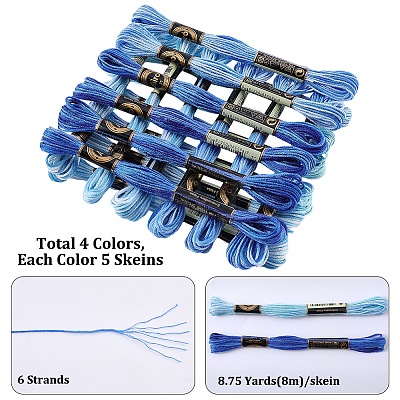 20 Skeins 4 Colors 6-Ply Polyester Embroidery Floss OCOR-CY0004-38C-1