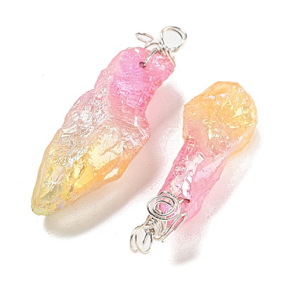 Electroplated Raw Rough Natural Quartz Crystal Big Pendants G-A229-02P-04-1