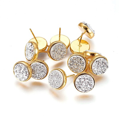 Druzy Resin Earrings KK-E724-S-04G-1