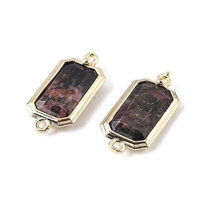 Natural Rhodonite Faceted Rectangle Connector Charms G-H323-04G-01-1