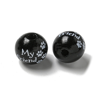 Printed Wood European Beads WOOD-G022-20F-1