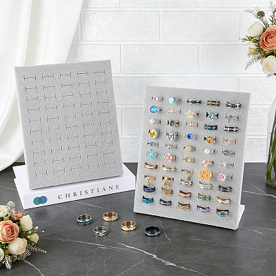 50-Slot Velvet with Sponge L Shaped Stud Earring Display Stands EDIS-WH0011-08A-1