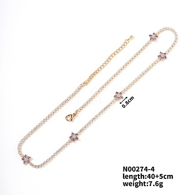European and American Fashion Style Brass Rhinestone Flower Necklaces IO5961-4-1