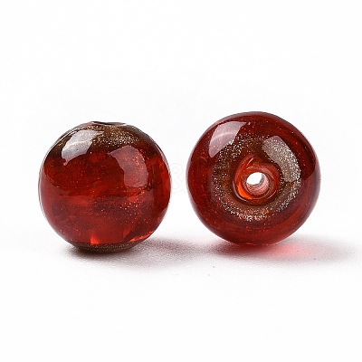 Handmade Gold Sand Lampwork Beads LAMP-C004-02-1