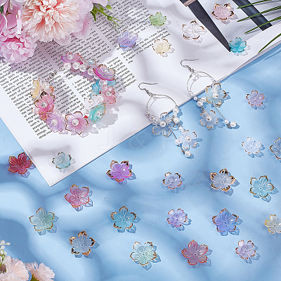 200Pcs 2 Styles Acrylic Bead Caps OACR-AR0001-38-1